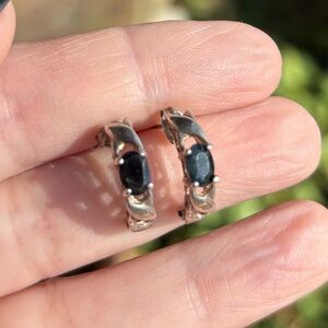 Sterling Silver Sapphire Hoops